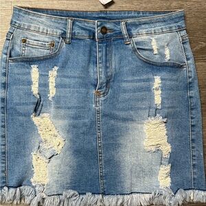 Distressed Women’s Medium Denim Skirt